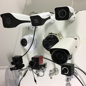 Teststand voor het meten aan de bewakingscamera Teststand voor het meten aan de bewakingscamera